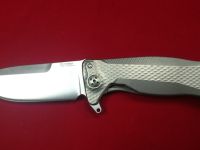 Нож складной LionSteel SR11 G (GREY), сталь Uddeholm Sleipner® Satin, рукоять титан по технологии Solid®, серый