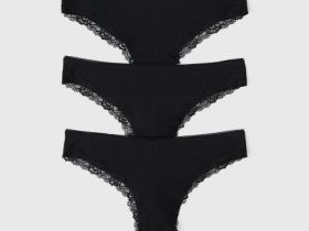 Трусы-бразилиана с мягкой резинкой, 3 шт., Черный