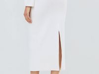 Вязаная юбка миди, Белый
