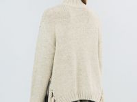 Вязаный джемпер с бахромой, Бежевый