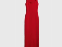 Вязаное платье в рубчик, Красный