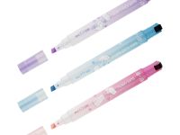 Набор текстовыделителей MESHU "Sweet infinity" со штампом, 3 цв., пастельные цвета с глиттером, 1-4