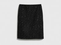 Твидовая юбка миди, Черный