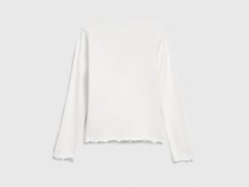 Лонгслив в рубчик для девочек, Белый