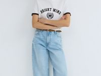 Джинсы Баррел из плотного денима, Голубой