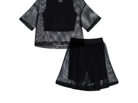 Комплект трикотажный для девочек: фуфайка (футболка), топ, шорты