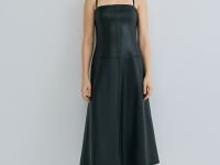 Платье-бюстье из искусственной кожи, Черный