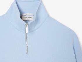 Хлопковый свитшот Lacoste унисекс свободного кроя из плотного флиса с застежкой-молнией на воротнике