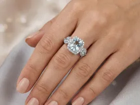 Кольцо из белого золота с и аквамарином э4734кц02260363_white