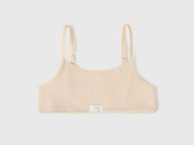 Топ в рубчик с нашивкой для девочек, 2 шт., Бежевый