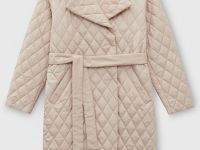 Стеганое утепленное пальто с поясом