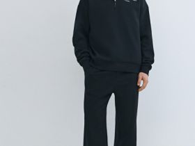 Толстовка с воротником-стойкой на молнии, Черный