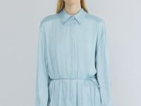 Блузка из сатина с поясом, Зеленый