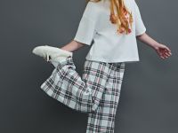 Пижамные брюки в клетку для девочек, Белый