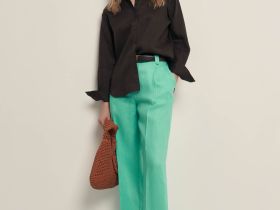 Брюки из конопляной ткани широкого кроя