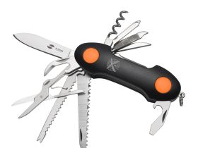 Нож перочинный Stinger 95 мм, 15 функций, черный/оранжевый, в блистере