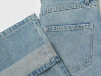 Широкие джинсы с поясом, Голубой