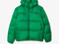 Мужской короткий влагоотталкивающий и ветроустойчивый пуховик Lacoste с капюшоном