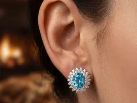 Серьги из белого золота с топазами э4771сг03210405
