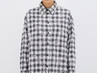 Удлинённая рубашка в клетку, Серый