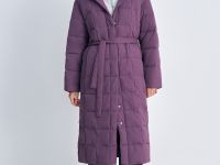 Стеганое утепленное пальто с капюшоном