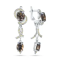 Серьги из серебра с раухтопазами и фианитами э0626сг01260367
