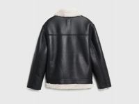 Дублёнка из искусственной кожи с мехом для девочек, Черный