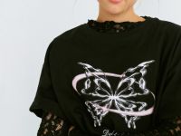 Футболка с AR-принтом для девочек, Черный