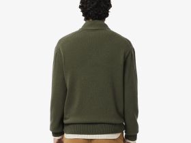 Мужской шерстяной свитер Lacoste на молнии с высоким воротом