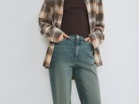 Хлопковая рубашка в клетку, Бежевый