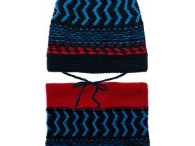 Комплект вязаный для мальчика: шапка, снуд