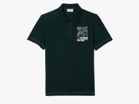 Мужское поло Lacoste с контрастным принтом