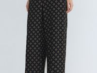 Прямые брюки с принтом, Черный