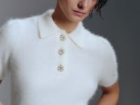 Джемпер поло из пряжи с ангорой, Белый