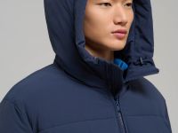 Утепленное стеганое полупальто с капюшоном