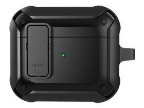 Чехол WiWU Mecha для AirPods 3 противоударный с карабином (черный)