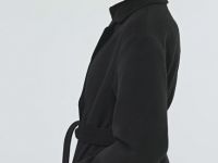 Длинное двубортное пальто с поясом, Черный