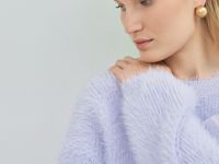 Джемпер из пушистой пряжи, Фиолетовый