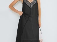 Шифоновое платье А-силуэта с кружевом, Черный