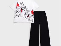 Комплект трикотажный для девочек: фуфайка (футболка), брюки