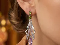 Серьги из серебра с аметистами, гранатами и хромдиопсидами э0681сг01260358