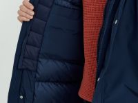 Пуховое полупальто с капюшоном и воротником-стойкой