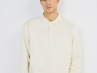 Джемпер с воротником-поло, Белый
