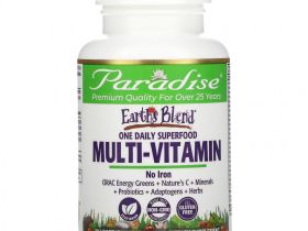 Paradise Herbs, Earth's Blend, ежедневные мультивитамины из суперпродуктов, без железа, 30 вегетарианских капсул
