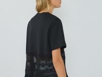 Футболка с кружевом и бахромой, Черный