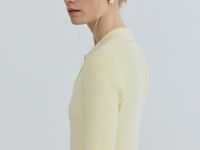 Платье в рубчик с воротником поло, Желтый