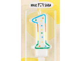 Свеча для торта с держателем MESHU "Цифра 1", 8,5 см, блистер