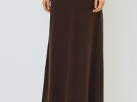 Вязаная юбка-трапеция, Коричневый