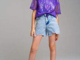 Шорты текстильные джинсовые для девочек