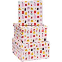 Набор квадратных коробок 3в1, MESHU "Present", (19,5*19,5*11-15,5*15,5*9 см)